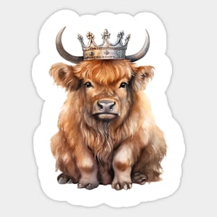 Watercolor American Bison Wearing a Crown Sticker